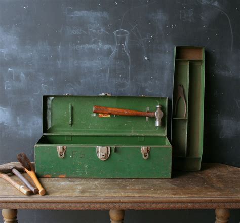 old metal tool box leather handle|leather tool storage.